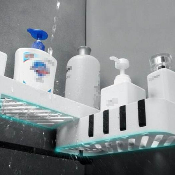 Rotating Bathroom Storage Shower Shelf Wall Hanging Rack Black Shelves