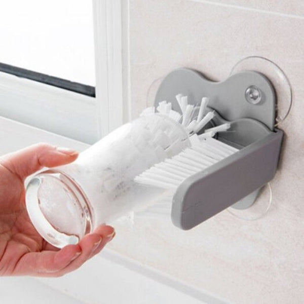 Rotating Wall Mounted Glass Cup Cleaning Brush Gray Goose