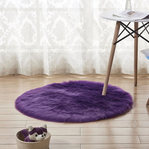 Round Artificial Wool Fur Soft Plush Rug Carpet Mat Ver 5