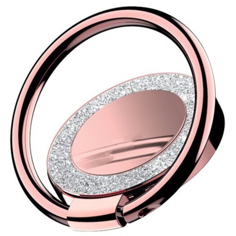 Round Glitter 360 Degree Phone Stand Holders Metal Finger Ring Rose Gold Mounts & Holders