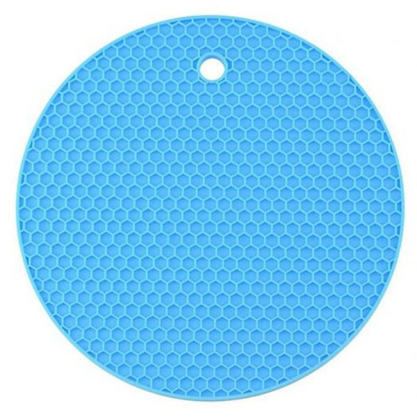Round Heat Resistant Silicone Mat Drink Cup Non Slip Table Placemat Sky Blue Coasters