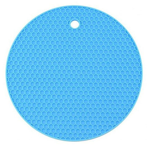 Round Heat Resistant Silicone Mat Drink Cup Non Slip Table Placemat Sky Blue Coasters
