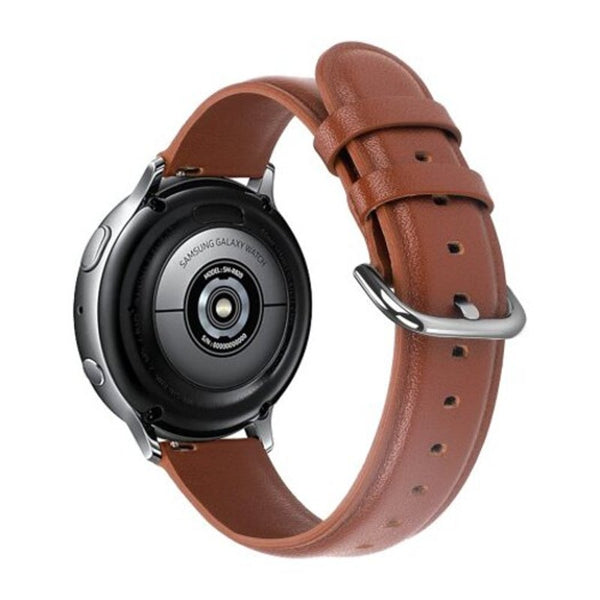 Round Tail Genuine Leather Watch Band For Samsung Galaxy Active 2 Brown 20Mm