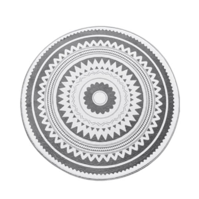 Round Modern Grey Pattern Polyester Rug Lounge Room Decor Rugs