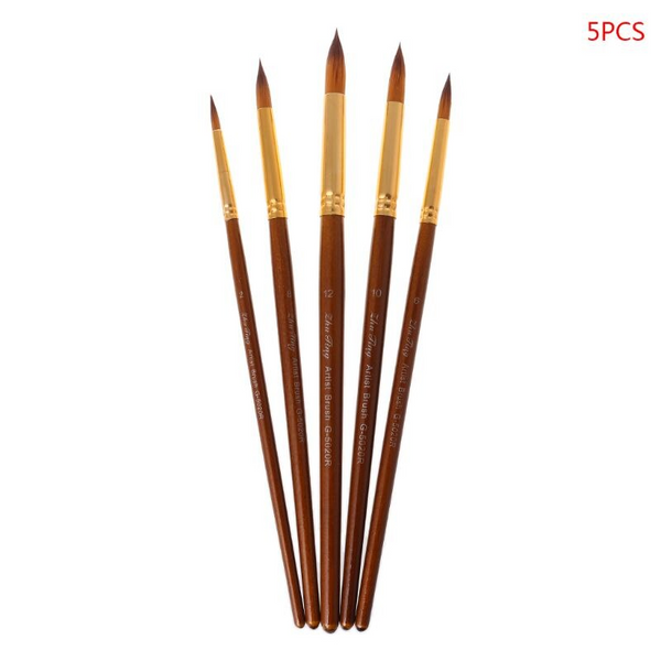 5Pcs Paint Brushes Round Nylon Hair Watercolor Paintbrushes Set Artists Brushes