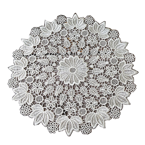 Round Lace White Embroidery Doily Table Mat Placemat