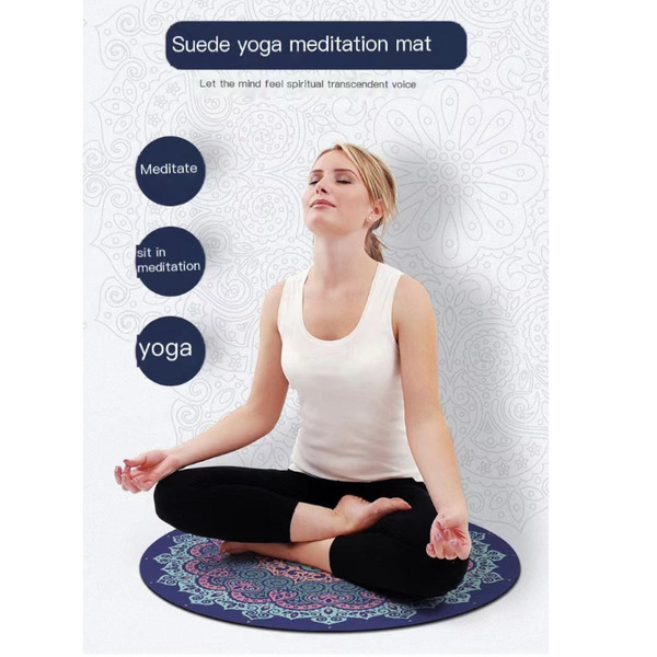 Round Yoga Mat Rubber Non Slip Thick Wide Meditation Floor Mats & Non Slip Towels
