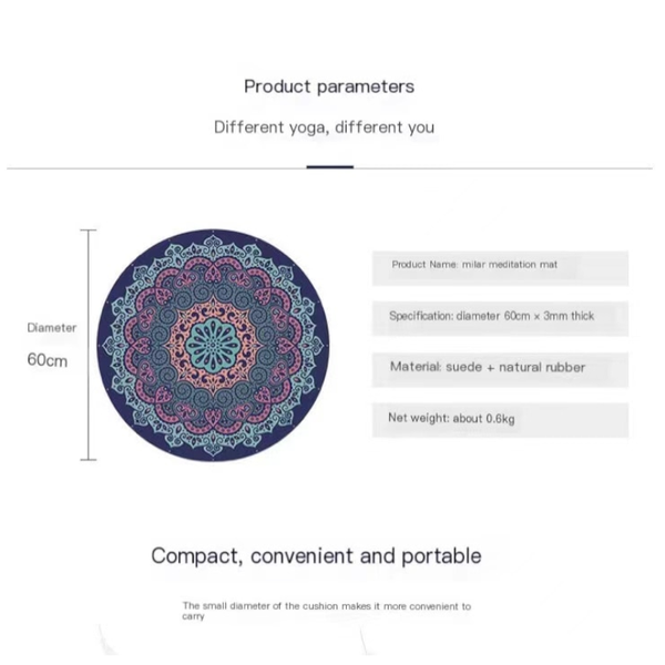 Round Yoga Mat Rubber Non Slip Thick Wide Meditation Floor Mats & Non Slip Towels