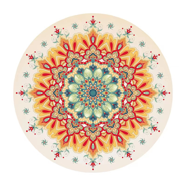 Round Yoga Mat Rubber Non Slip Thick Wide Meditation Floor Mats & Non Slip Towels