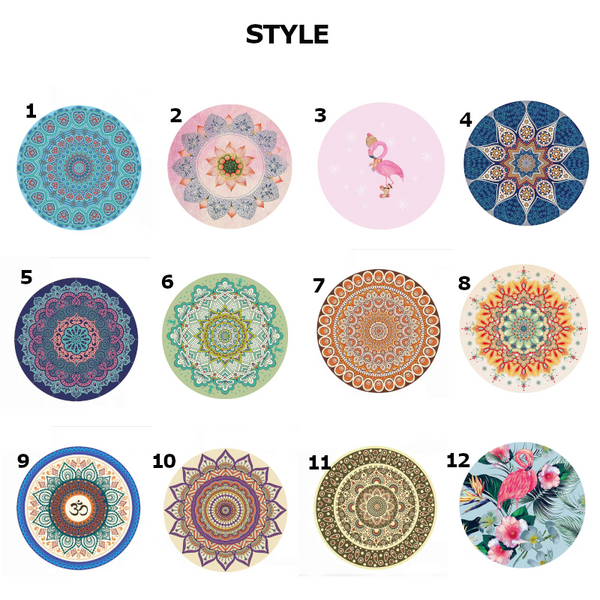 Round Yoga Mat Rubber Non Slip Thick Wide Meditation Floor Mats & Non Slip Towels