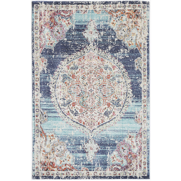 Hollow Medalion Transitional Navy Multi Rug 280X380 Rugs