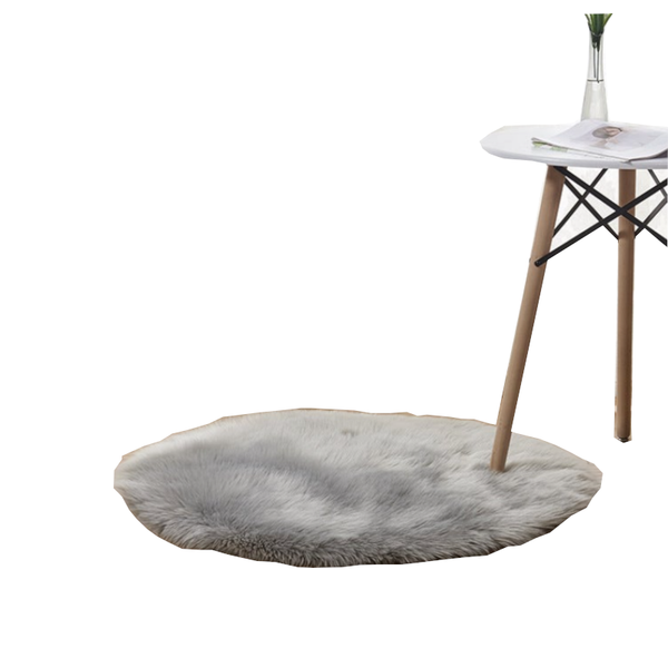 Round Artificial Wool Fur Soft Plush Rug Carpet Mat Ver 2 Rugs
