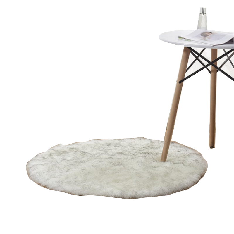 Round Artificial Wool Fur Soft Plush Rug Carpet Mat Ver 3 Rugs