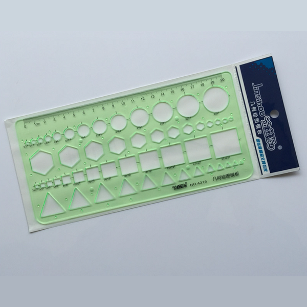 Plastic Measuring Templates Geometric Ruler With 4 Designs For Office And School 8.6 X 4.2 Inch Green Other Drawing Supplies