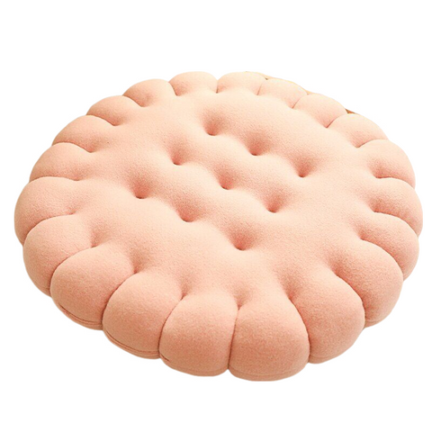 Plush Pink Round Biscuit Shape Stuffed Soft Pillow Cushion For Decor Cushions & Decorative Pillows