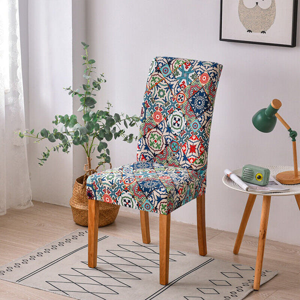 Chair Cover Tile Pattern Design Anti Dirt Elastic Material For Dining Room Slipcovers