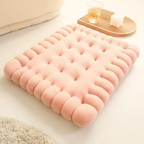 Cushions & Decorative Pillows Plush Pink Square Biscuit Shape Stuffed Pillow Cushion For Home Decor
