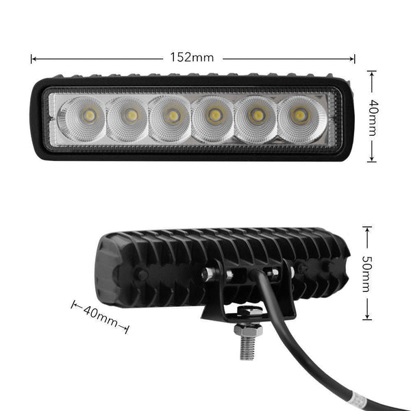 2 X 6Inch 18W Led Work Light Bar Driving Lamp Flood Truck Offroad Mining Ute 4Wd Led Car Lights