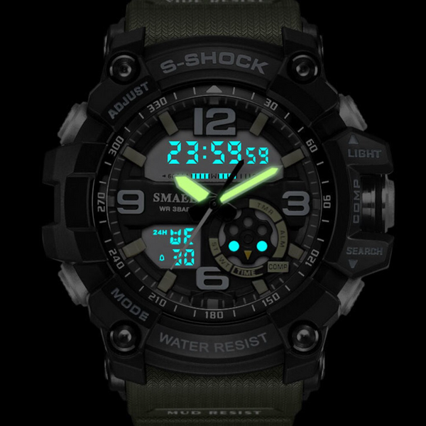 Veile Studios Fashion Mens Design Dual Display Scuba Diver Sport Wrist Watch Blue Zircon Watches