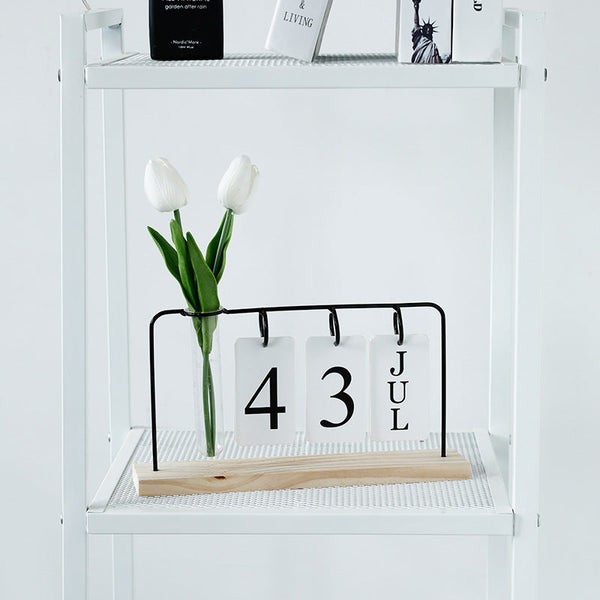 Glass Vase Flipping Calendar Home Office Desktop Organizer Calendars (Current)