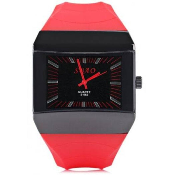 Veile Studios S062 Watch Time Showed By Strips With Squre Dial Rubber Watchband Red Watches
