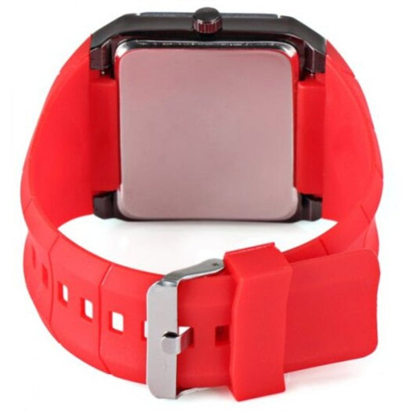Veile Studios S062 Watch Time Showed By Strips With Squre Dial Rubber Watchband Red Watches