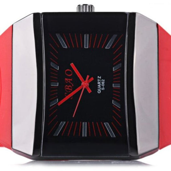 Veile Studios S062 Watch Time Showed By Strips With Squre Dial Rubber Watchband Red Watches