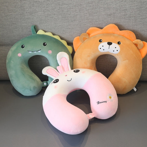 Animal Pattern Memory Cotton U Shaped Travel Pillow Car Neck Noon Rest Pillows