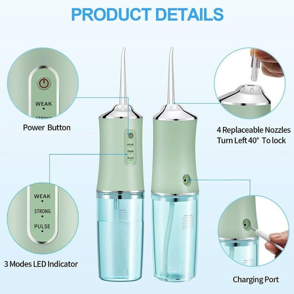 220Ml Rechargeable 3 Modes Oral Irrigator Water Flosser Air & Water Flossers