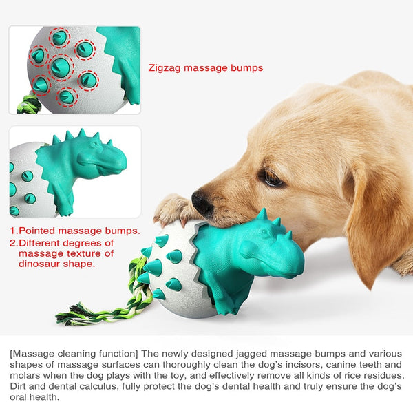 Dinosaur Egg Dog Toothbrush Chew Toys Bite Resistant Clean Interactive Small Medium Big Dogs Golden Retriever Frenchie