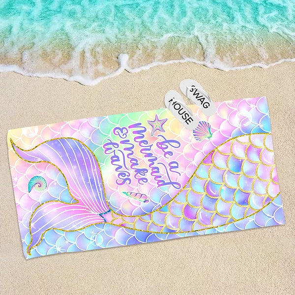Microfibre Pastel Mermaid Beach Towel Towels & Flannels