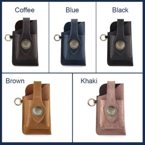 Multifunctional Leather Waist Belt Bag Phone Holder Men Mounts & Holders
