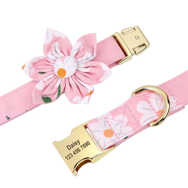 Flower Printed Dog Collar Floral Harness Leash Set For Small To Large Dogs Harnesses