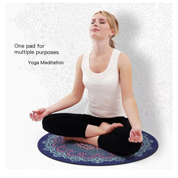 Round Yoga Mat Rubber Non Slip Thick Wide Meditation Floor Mats & Non Slip Towels