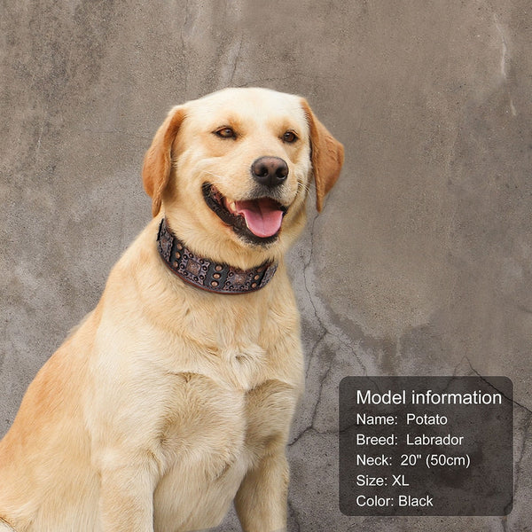Stylish Adjustable Rivets Leather Large Dog Collars