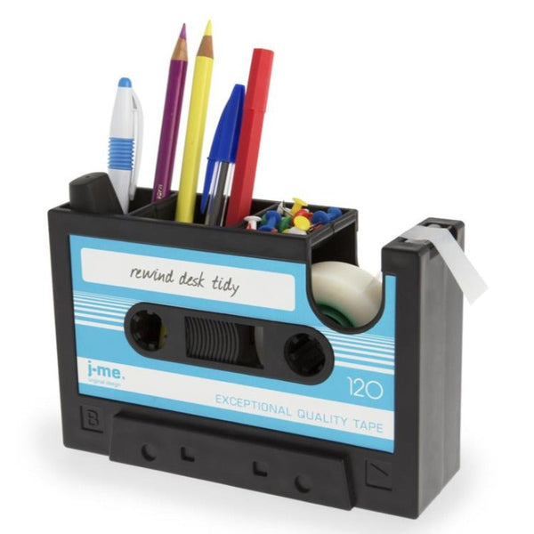 Multifunctional Tape Dispenser Pen Holder Retro Cassette Desk Organiser Packing Tape Dispensers