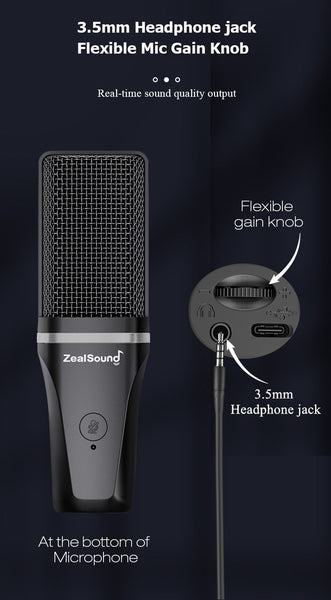 Usb Microphone Recording Podcasting Streaming Pc Mac Rgb Light