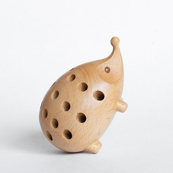 Solid Wood Carved Hedgehog Pencil Holder Nordic Decor Storage Pen Holders