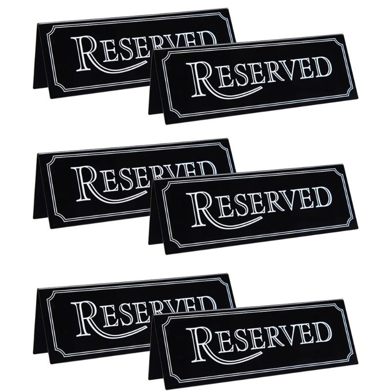 6Pcs Acrylic Reserved Table Signs Restaurant Wedding Party Restaurant Signs