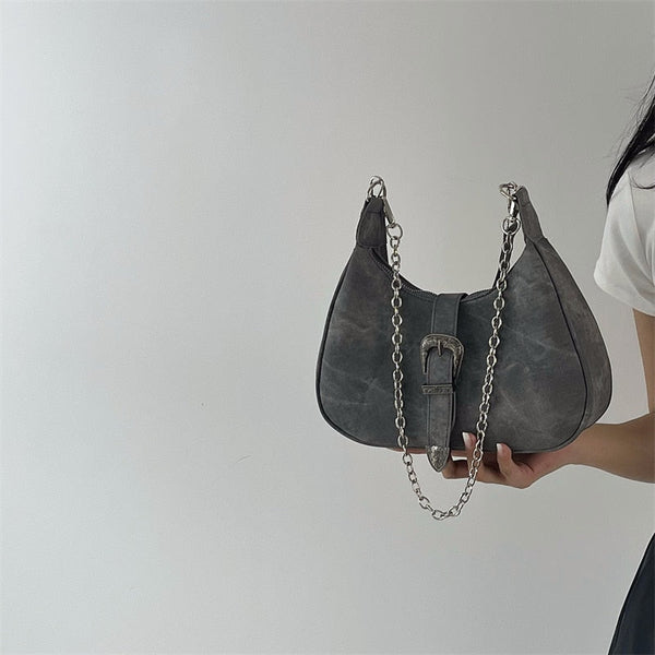 Fashion Women's Hobos Underarm Bag High-Quality Female Crescent Purse Handbags Retro Chain Cool Girls Tote Shoulder Bags