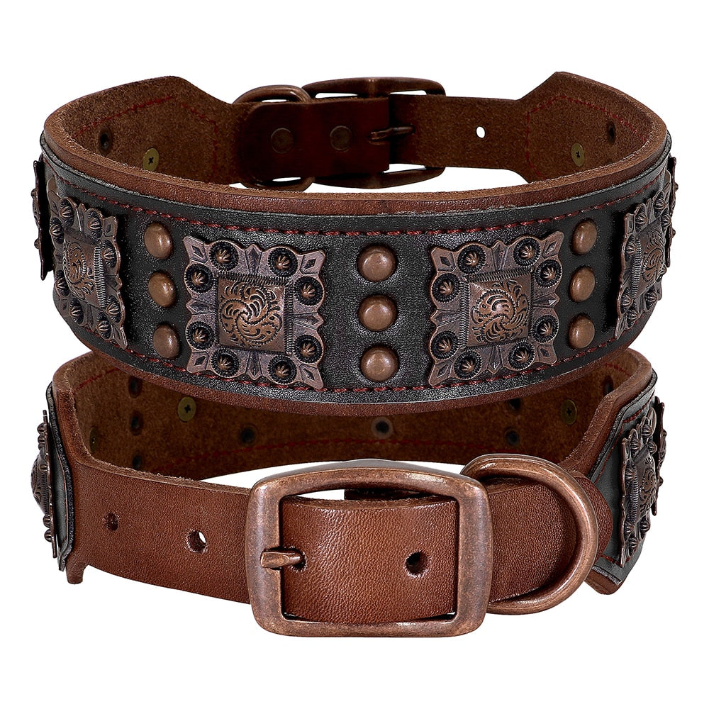 Dog Collars Stylish Adjustable Rivets Leather Large