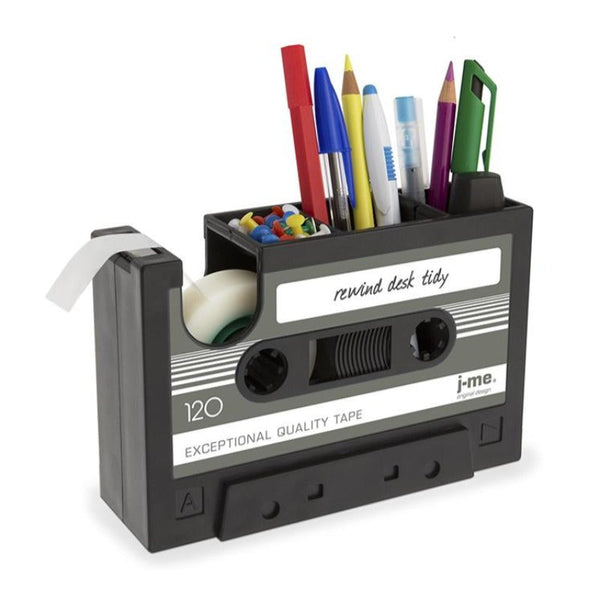 Multifunctional Tape Dispenser Pen Holder Retro Cassette Desk Organiser Packing Tape Dispensers