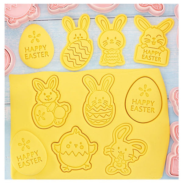 8Pcs 3D Easter Bunny Rabbit Eggs Baking Tools Cookie Cutters