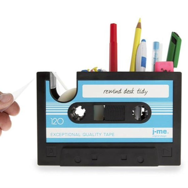 Multifunctional Tape Dispenser Pen Holder Retro Cassette Desk Organiser Packing Tape Dispensers