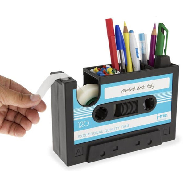 Multifunctional Tape Dispenser Pen Holder Retro Cassette Desk Organiser Packing Tape Dispensers