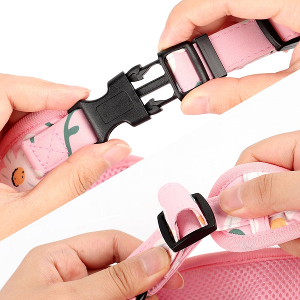 Flower Printed Dog Collar Floral Harness Leash Set For Small To Large Dogs Harnesses