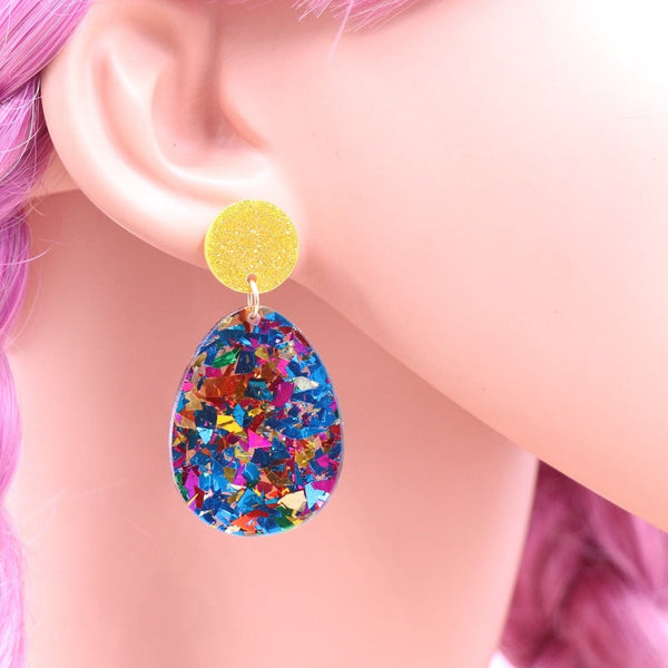 Boho Rainbow Easter Bunny Egg Acrylic Earrings Jewellery