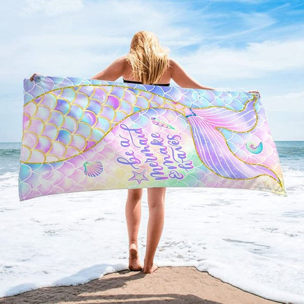 Microfibre Pastel Mermaid Beach Towel Towels & Flannels