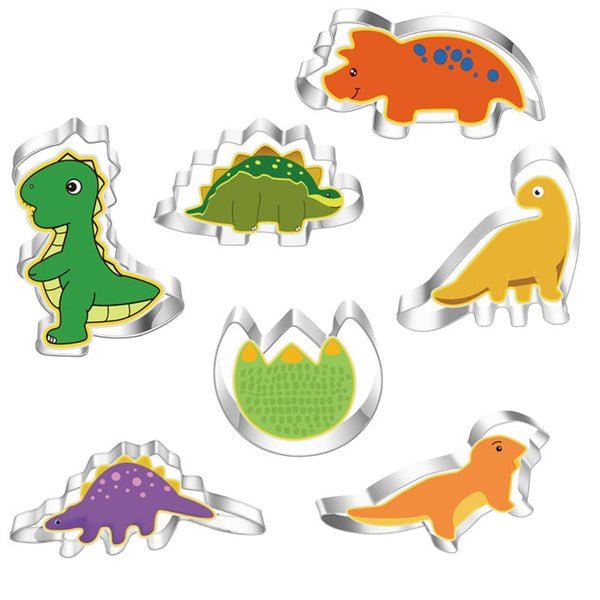 7Pcsset Stainless Steel Dinosaur Baking Tools Cookie Cutters