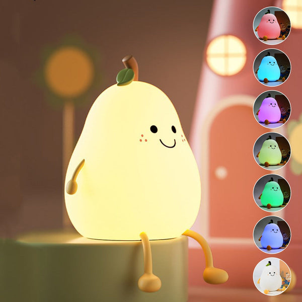 Led Pear Fruit Cat Silicone Rechargeable Dimming Night Light Night Lights